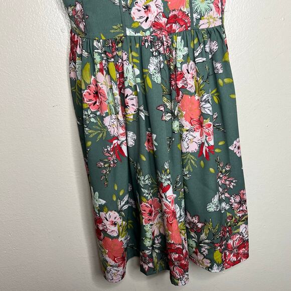 BOG Collective Bustier Babydoll Dress Small Mini Green Floral Band of Gypsies - Picture 6 of 9